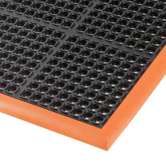 Černo-oranžová olejivzdorná průmyslová extra odolná rohož Safety Stance - 102 x 66 x 2,2 cm